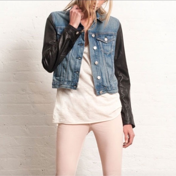 Rag & bone denim/leather jacket - Picture 1 of 2